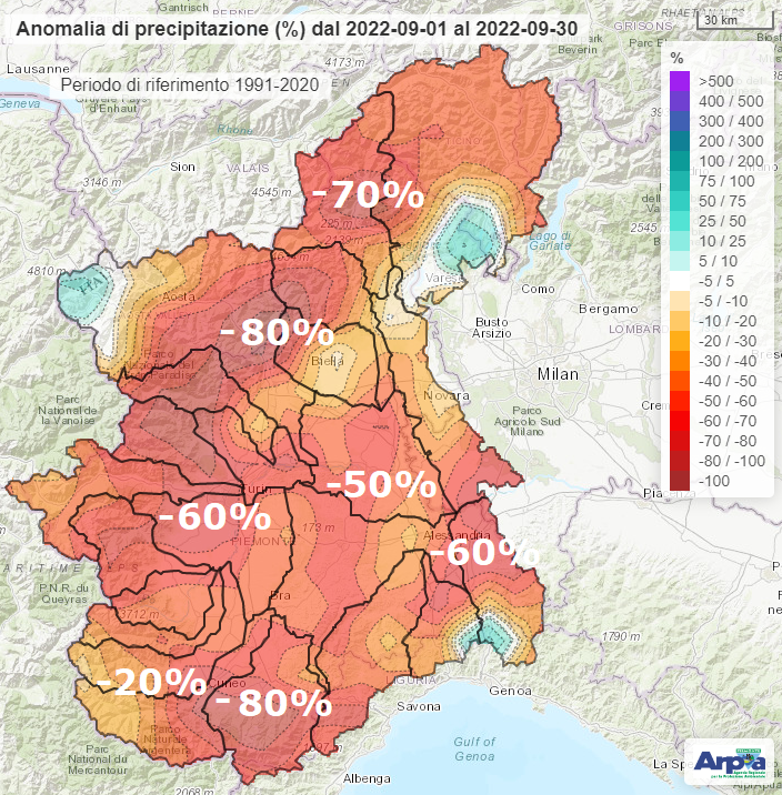 Settembre con siccità al Nord