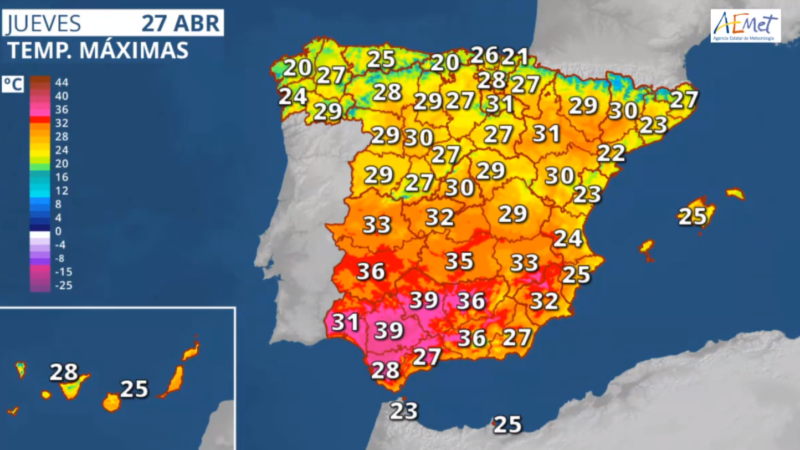 Aprile chiude con quasi +40°C in Spagna