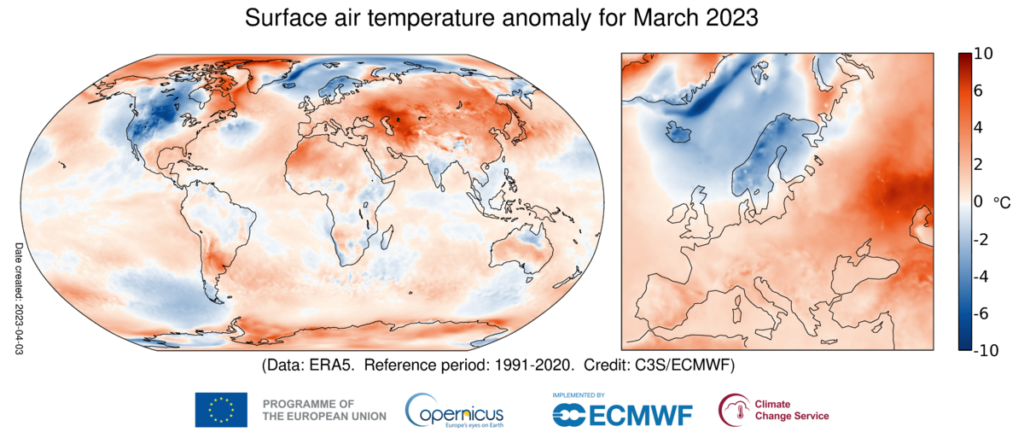 Marzo 2023 il secondo più caldo a livello globale