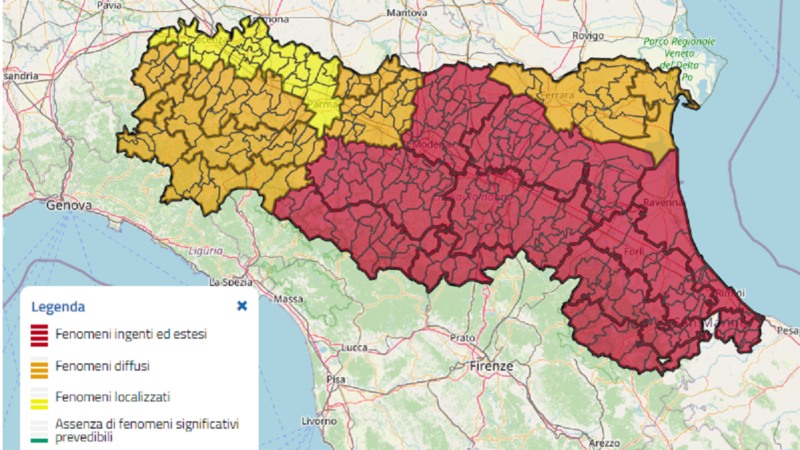 Allerta rossa in Emilia-Romagna, 16 Maggio