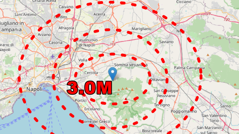 Terremoto a Napoli, epicentro nel Vesuvio